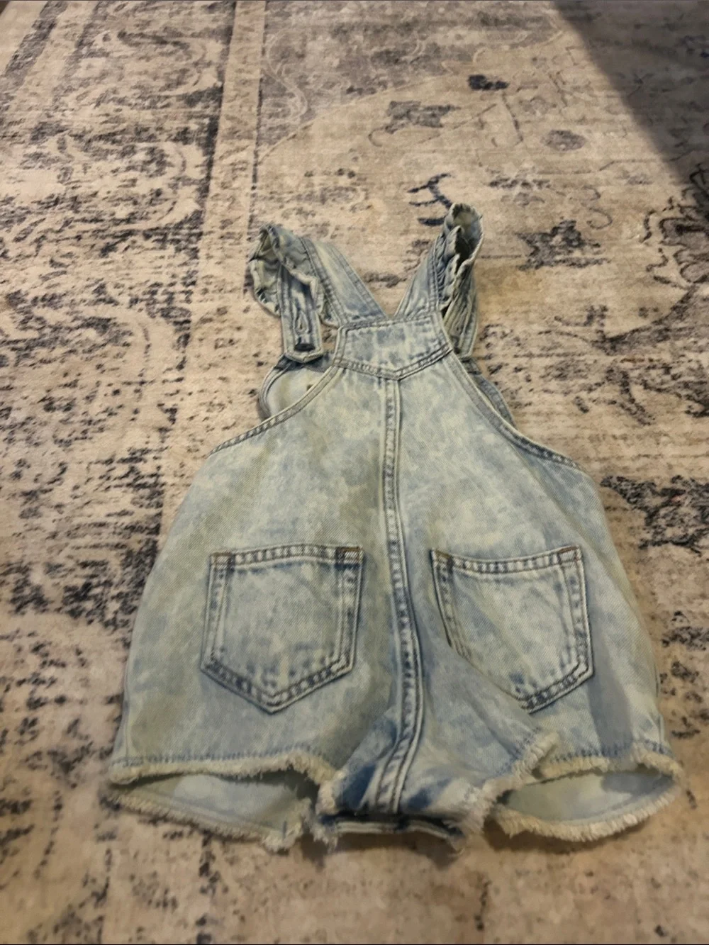GAP Light Blue Denim Shortalls with Frayed Hem